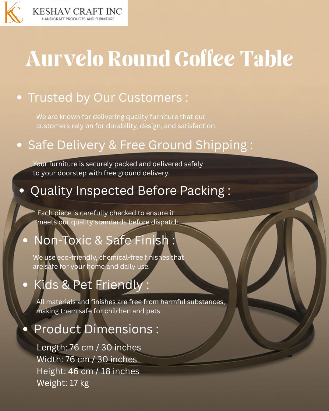 Aurvelo Round Coffee Table