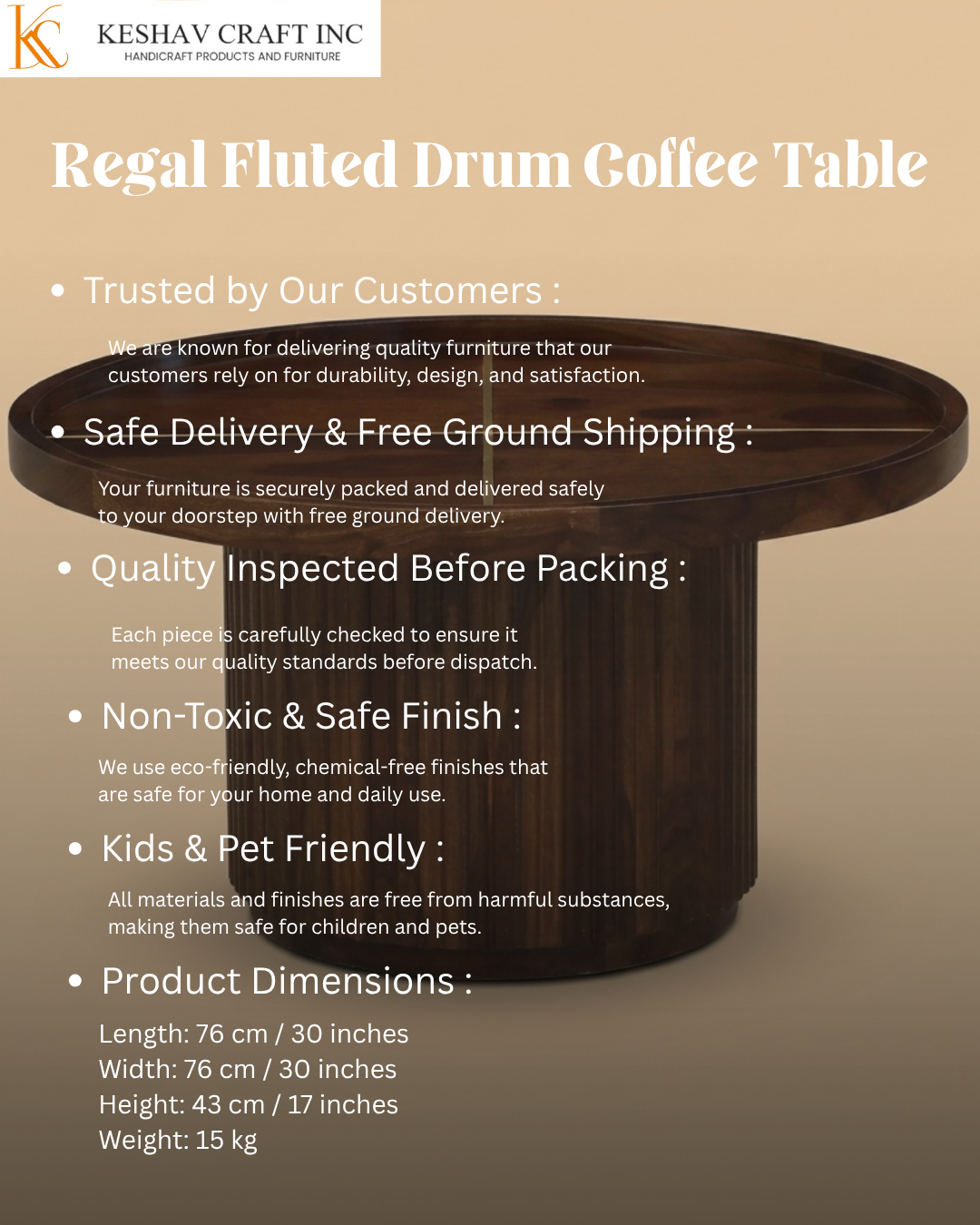 Regal Fluted Drum Coffee Table