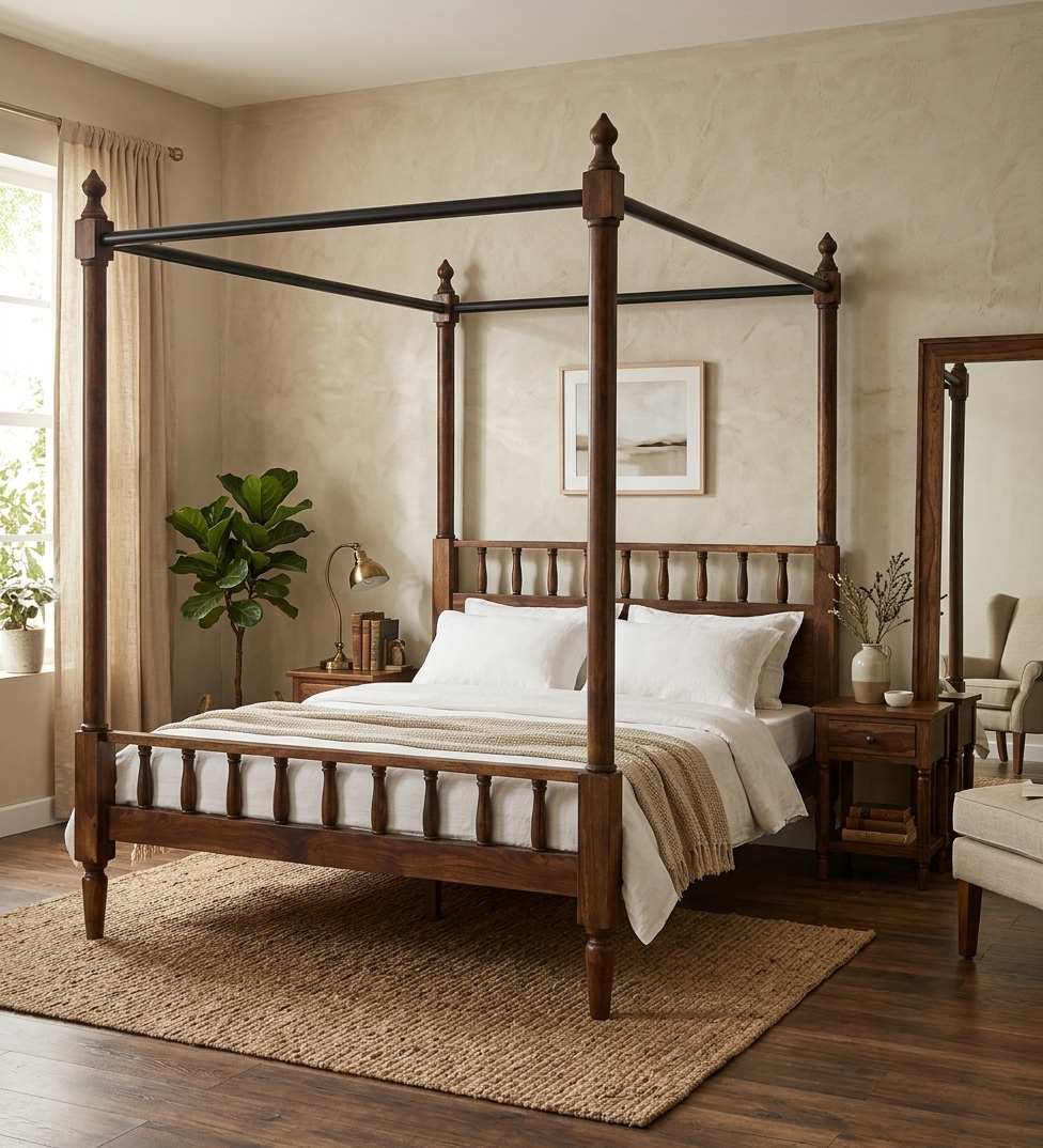 Alzora Sheesham Poster Bed