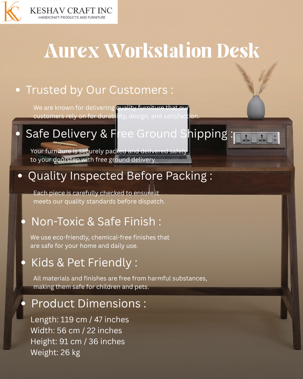 Aurex Workstation Desk In Provincial Teak Finish