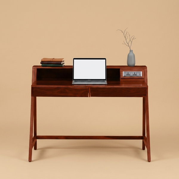 Aurex Workstation Desk In Honey Oak Finish
