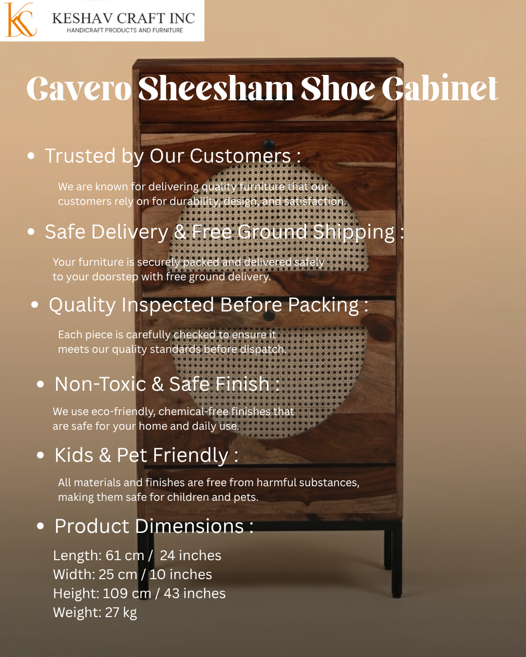 Cavero Sheesham Shoe Cabinet