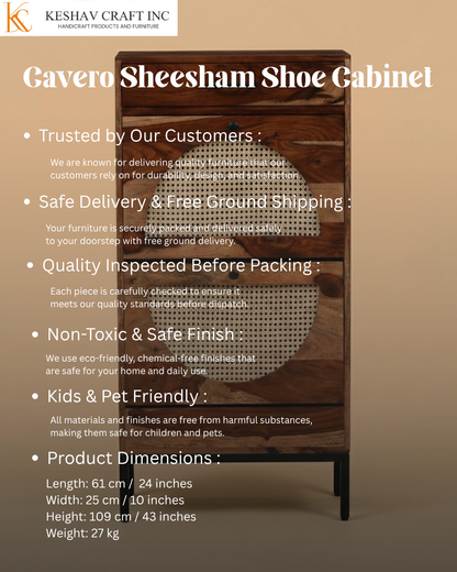 Cavero Sheesham Shoe Cabinet