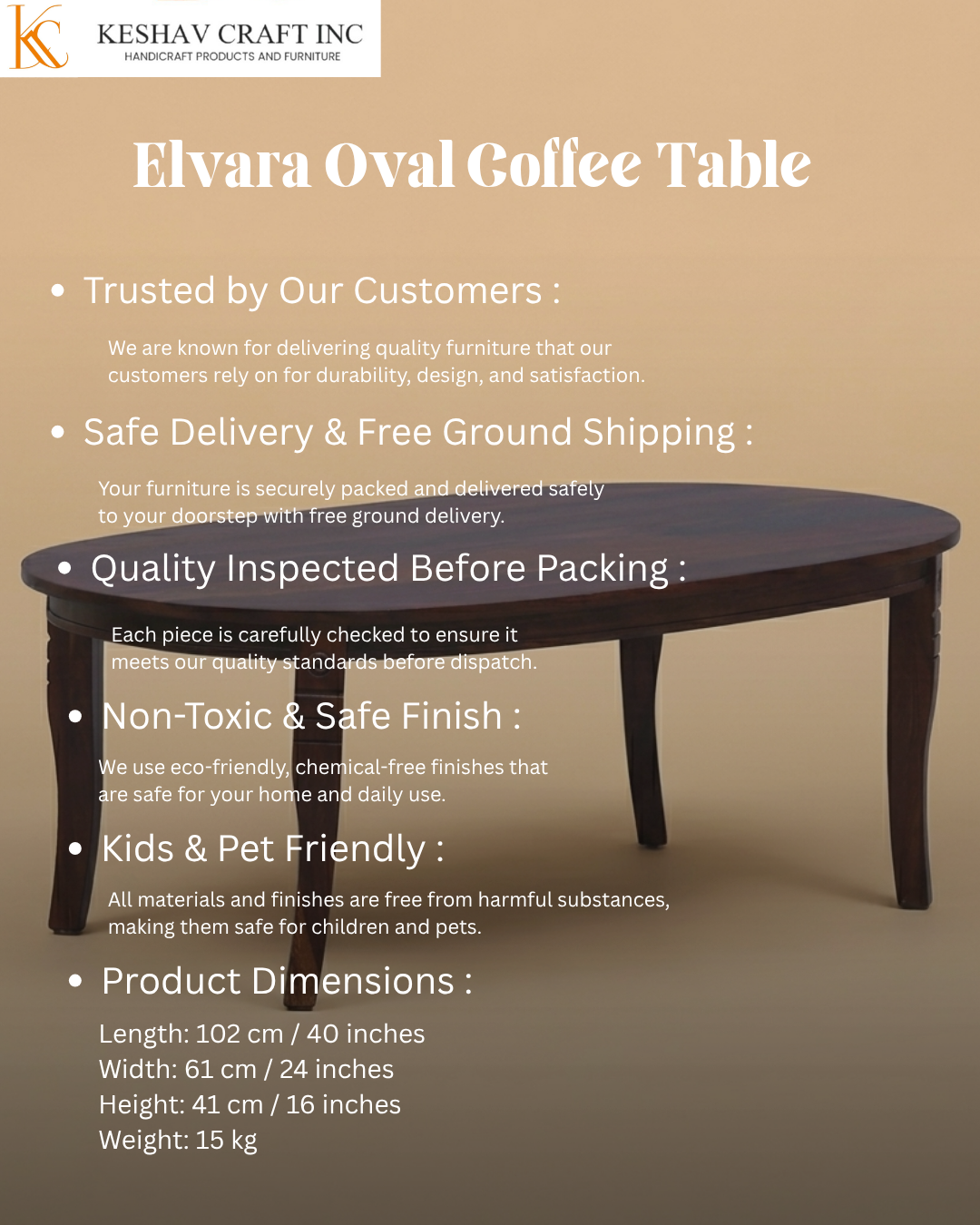 Elvara Oval Coffee Table