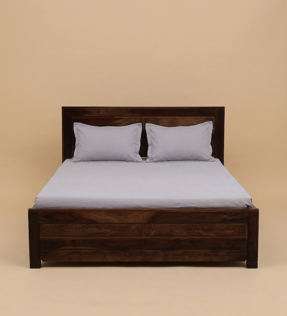 Tavion Panel Hydraulic Storage Bed in Provincial Teak Finish