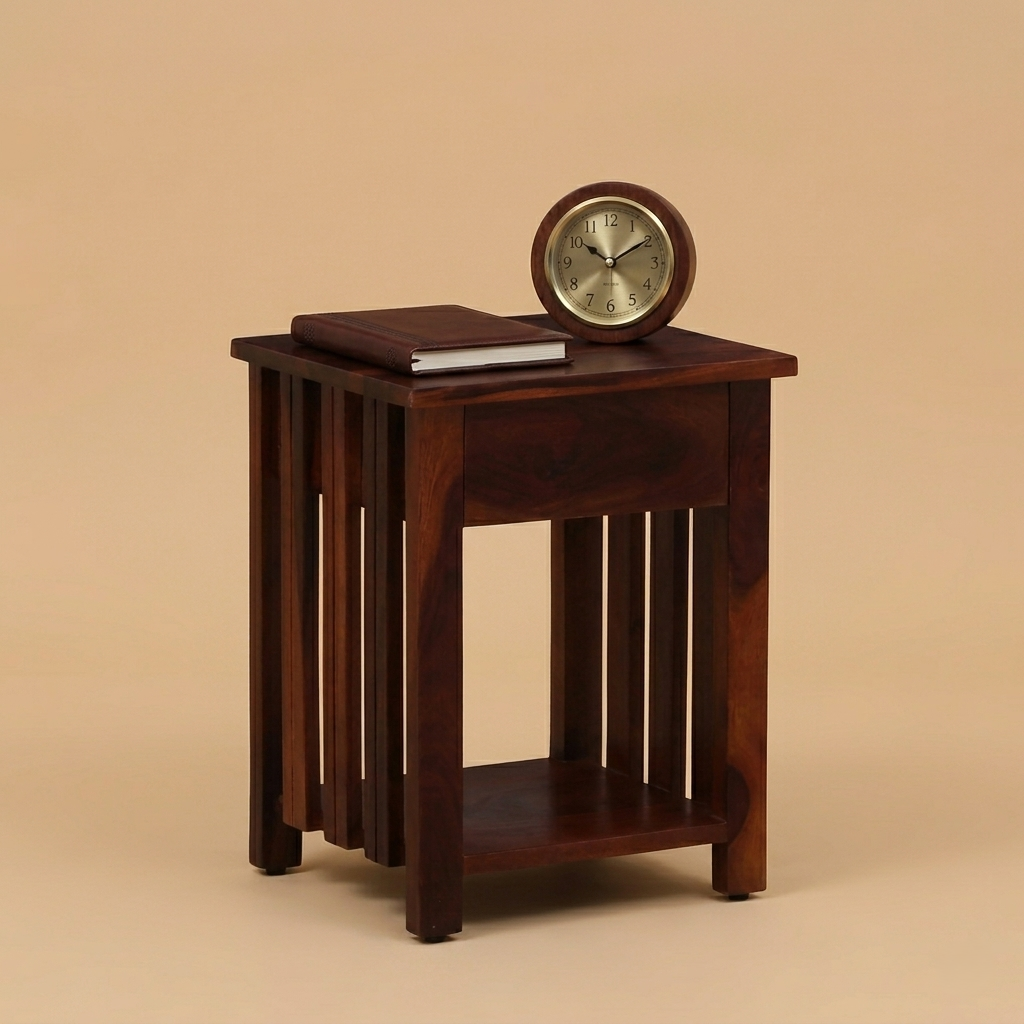 Ravon Slatted Side Table in Honey Oak Finish