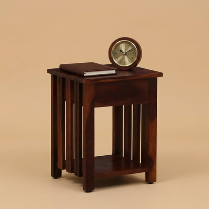 Ravon Slatted Side Table in Honey Oak Finish