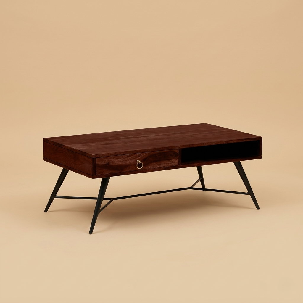 Velmor Storage Coffee Table in Honey oak finish