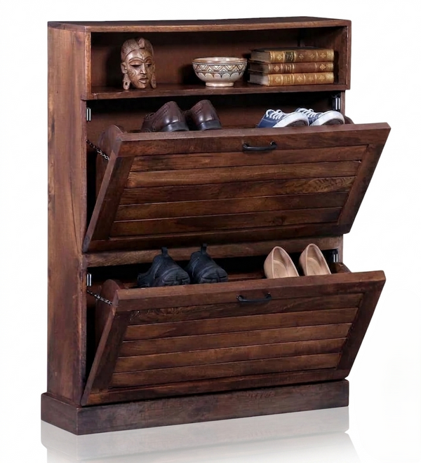 Virello Sheesham Shoe Cabinet in Provincial Teak Finish alternate