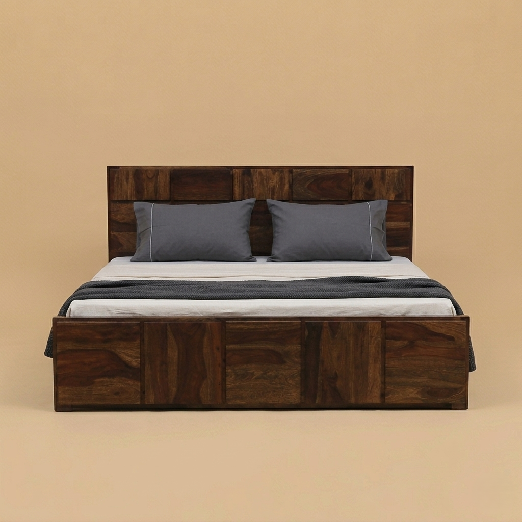 Zorvyn Sheesham Hydraulic Storage Bed