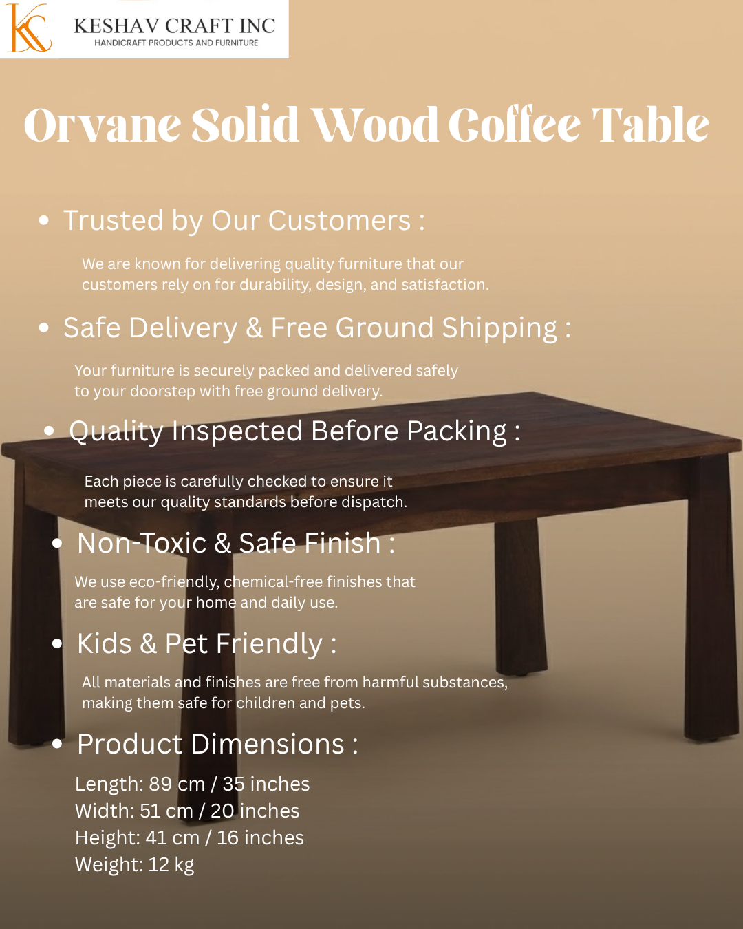 Orvane Solid Wood Coffee Table with Provincial Teak Finish