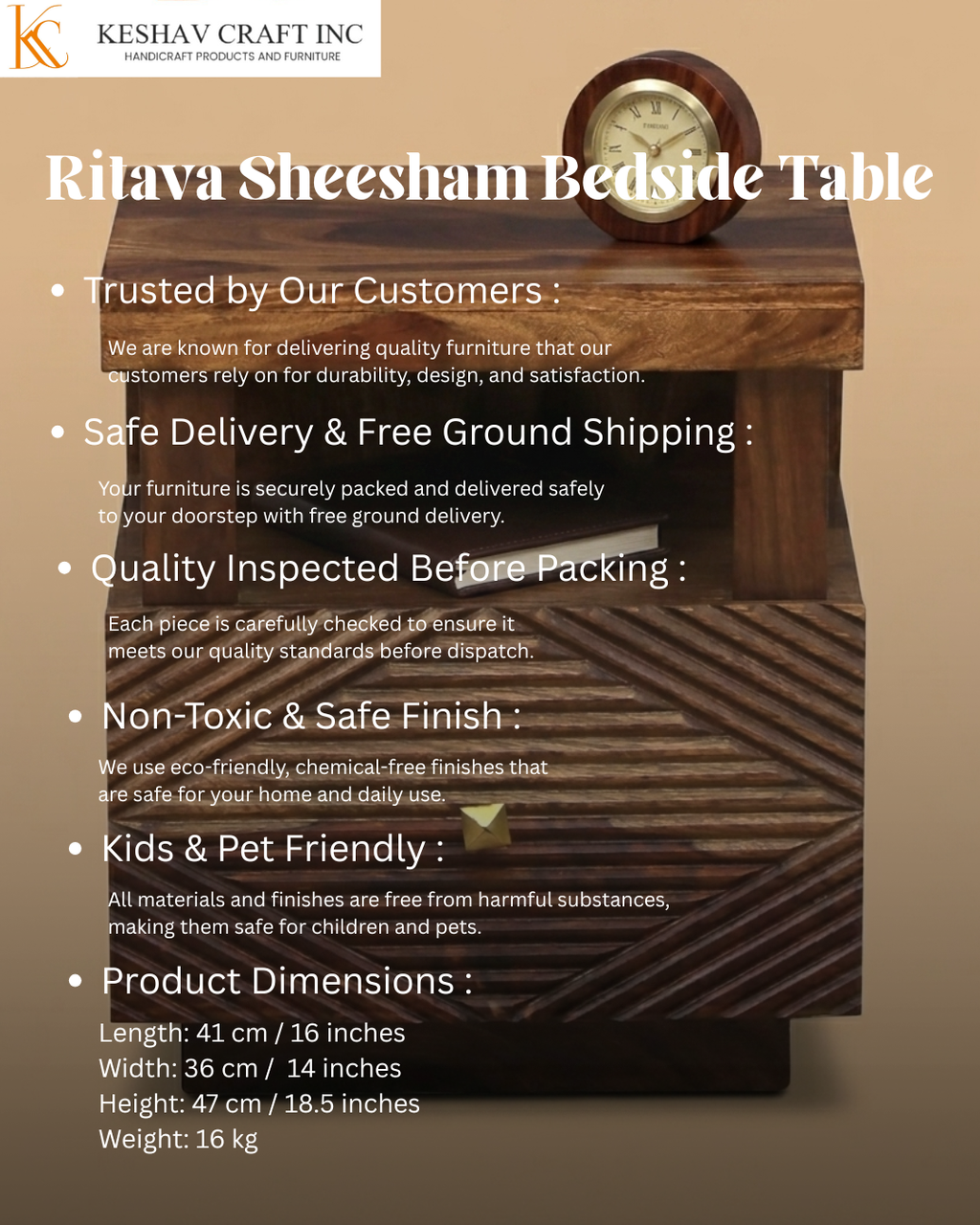 Ritava Sheesham Bedside Table