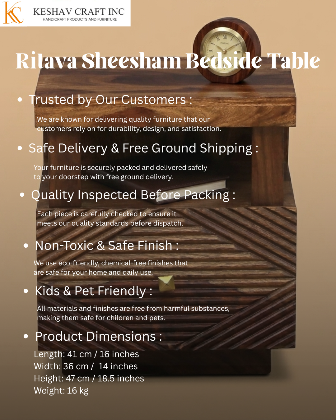 Ritava Sheesham Bedside Table