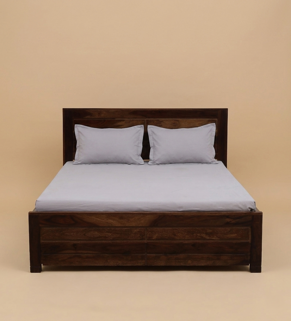 Tavion Panel Hydraulic Storage Bed in Provincial Teak Finish