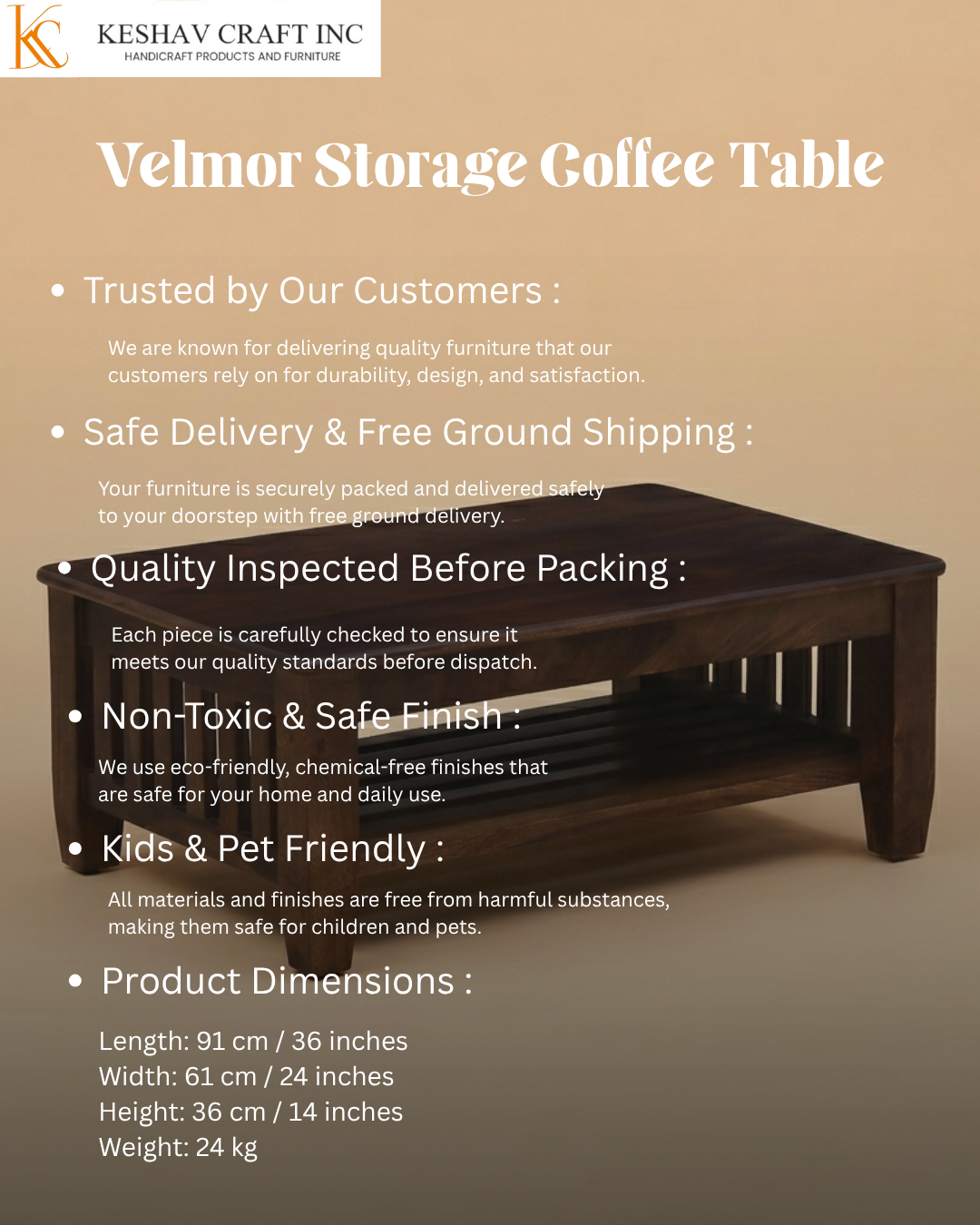 Velmora Sheesham Coffee Table