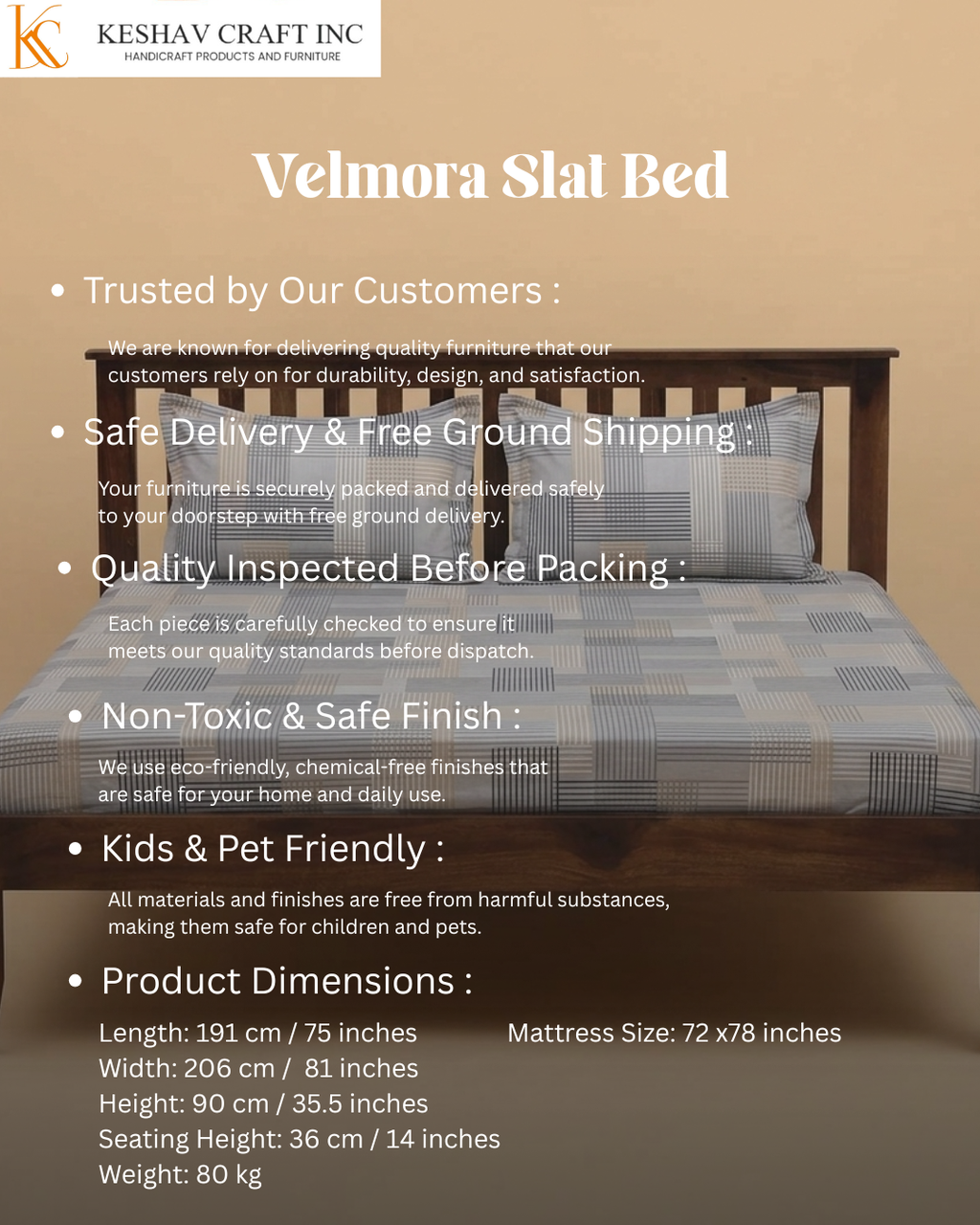 Velmora Slat Bed in Provincial Teak Finish