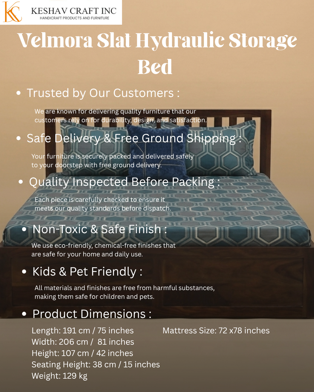 Velmora Slat Hydraulic Storage Bed