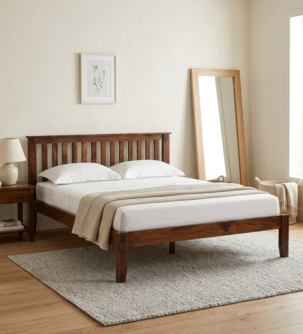 Velmora Slat Bed in Provincial Teak Finish