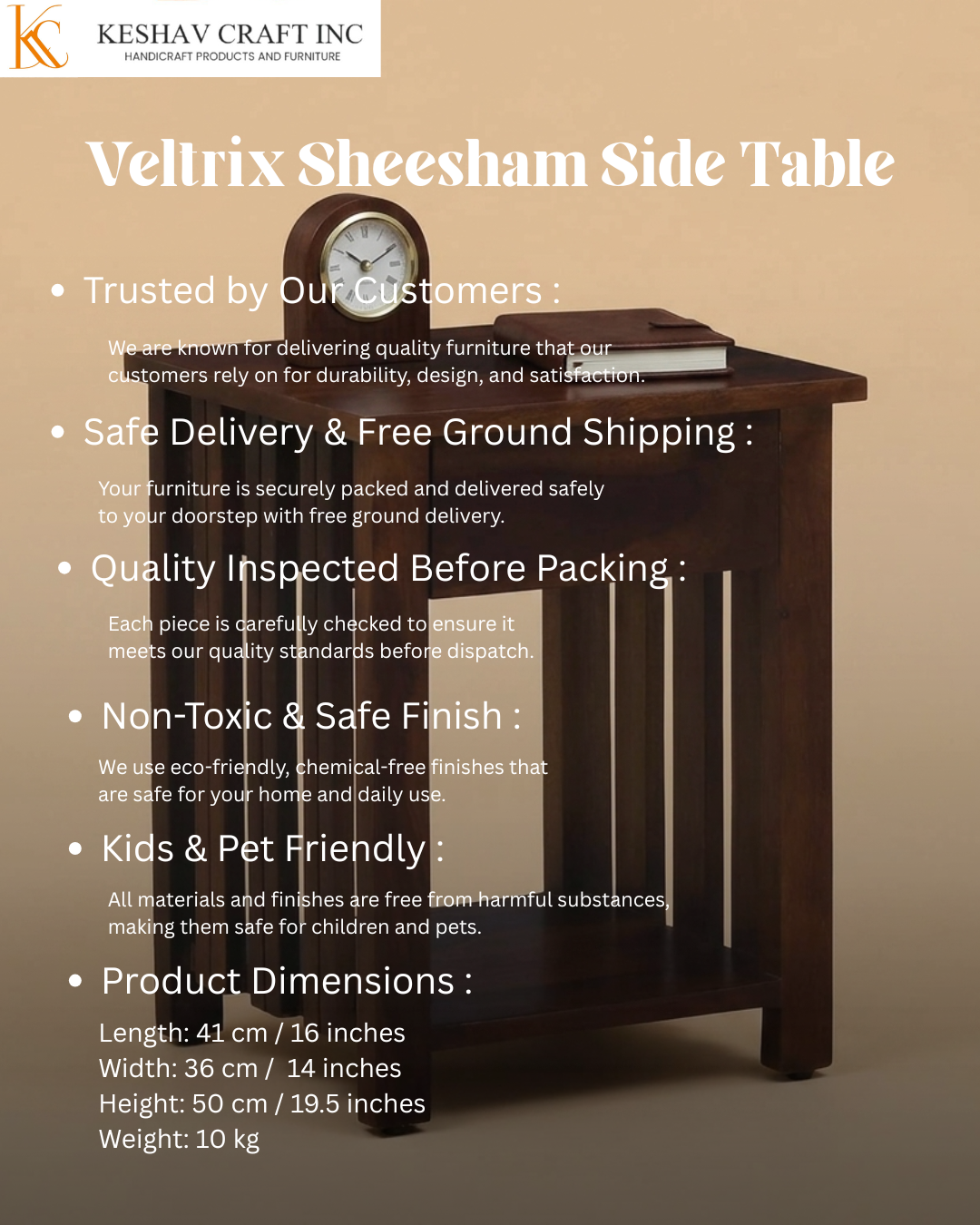 Veltrix Sheesham Bedside Table