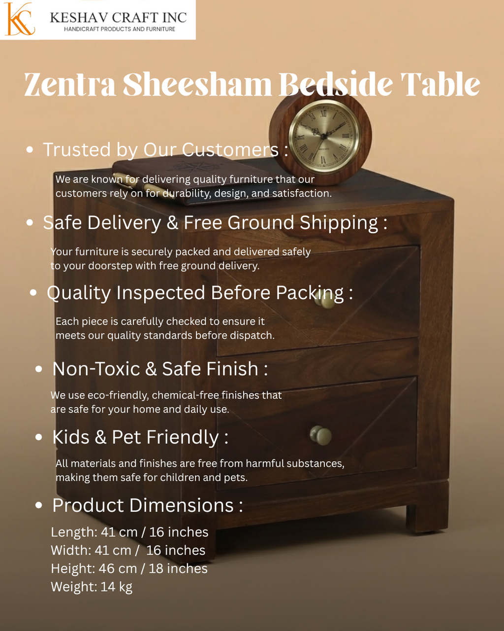 Zentra Sheesham Bedside Table
