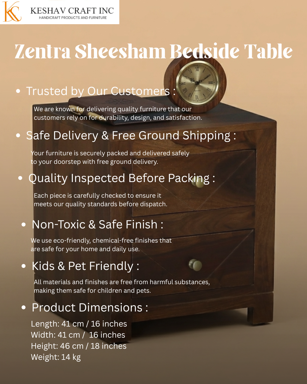 Zentra Sheesham Bedside Table
