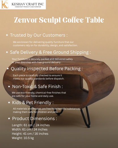 Zenvor Sculpt Coffee Table in Walnut Finish