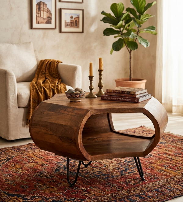Zenvor Sculpt Coffee Table in Walnut Finish