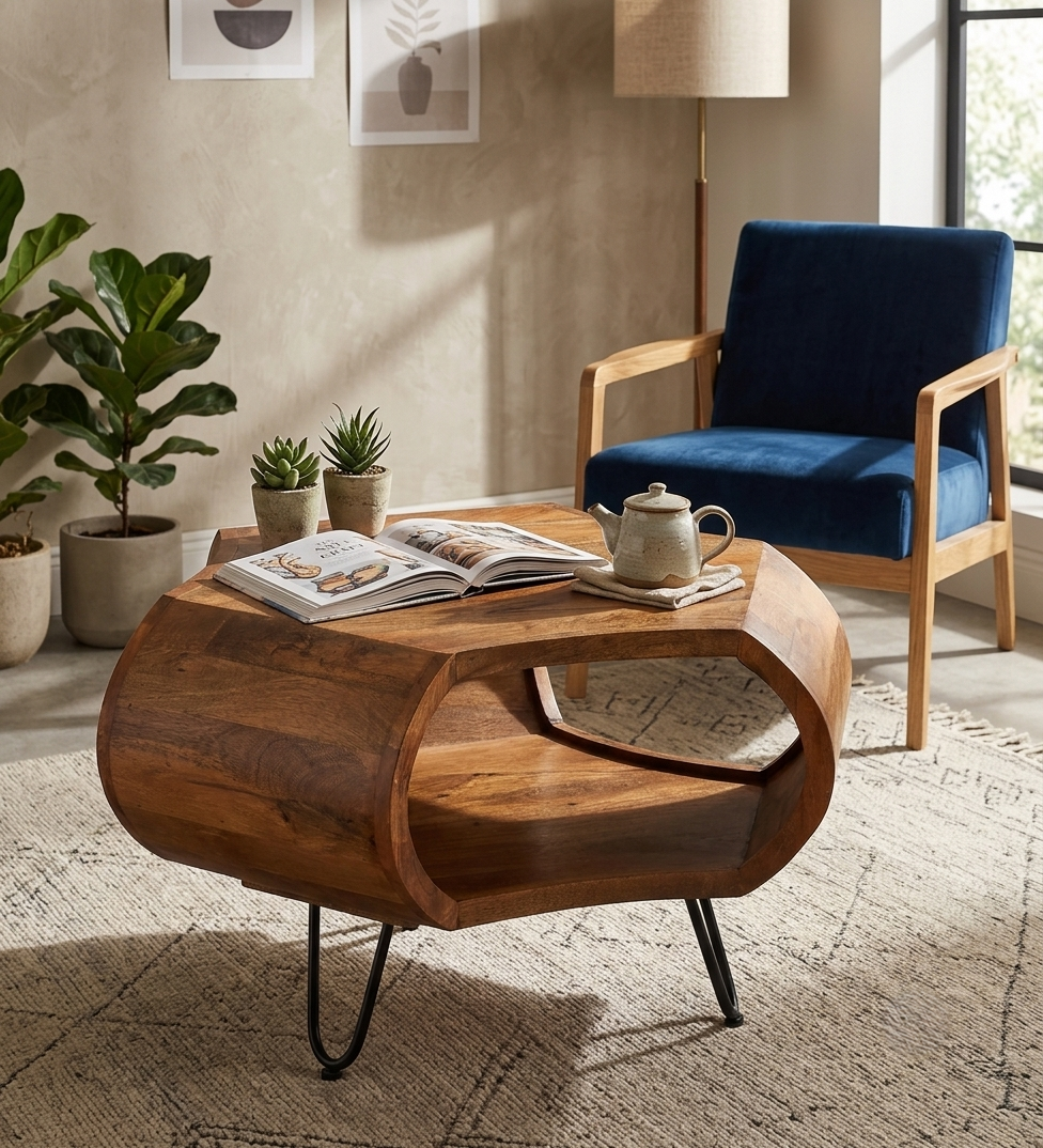Zenvor Sculpt Coffee Table in Walnut Finish