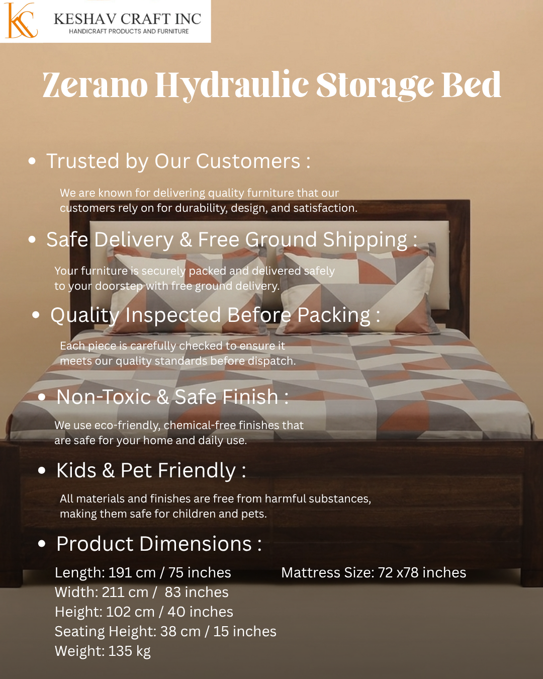 Zerano Hydraulic Storage Bed