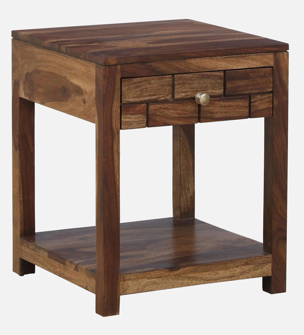 Zorvex Sheesham bedside Table In Provincial Teak Finish