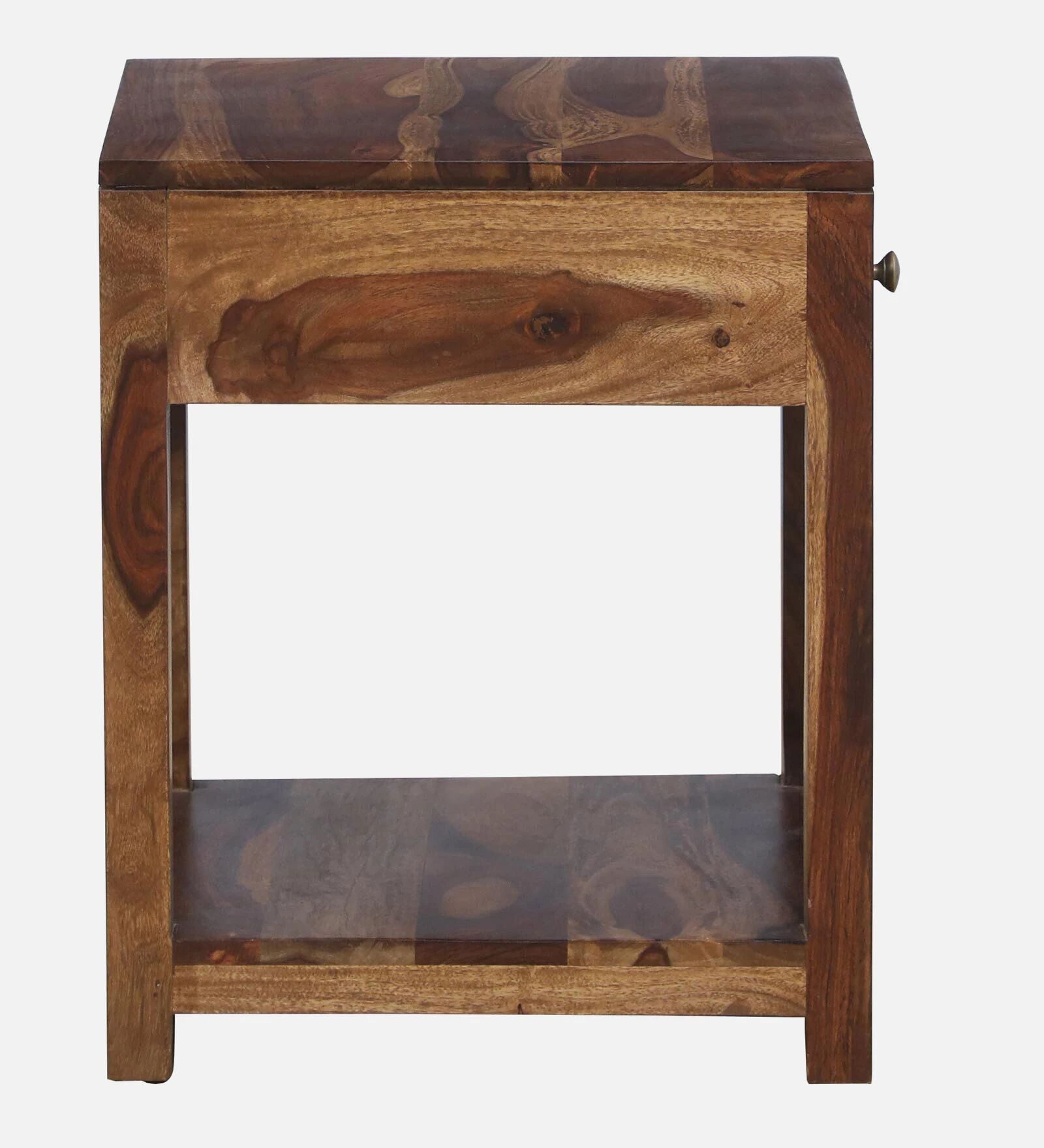 Zorvex Sheesham bedside Table In Provincial Teak Finish