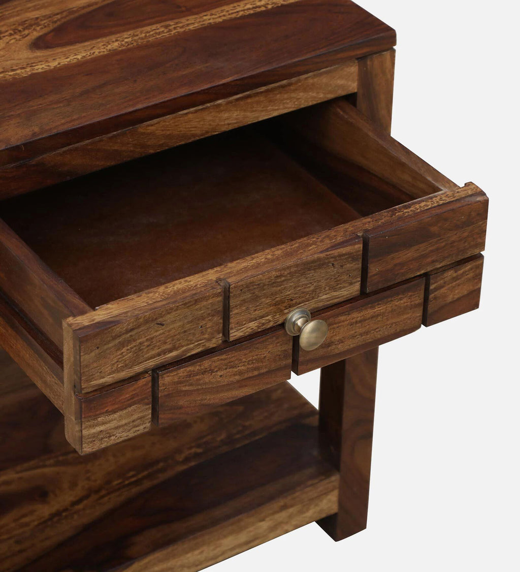 Zorvex Sheesham bedside Table In Provincial Teak Finish