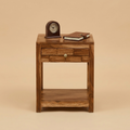 Zorvex Sheesham bedside Table In Rustic Teak Finish