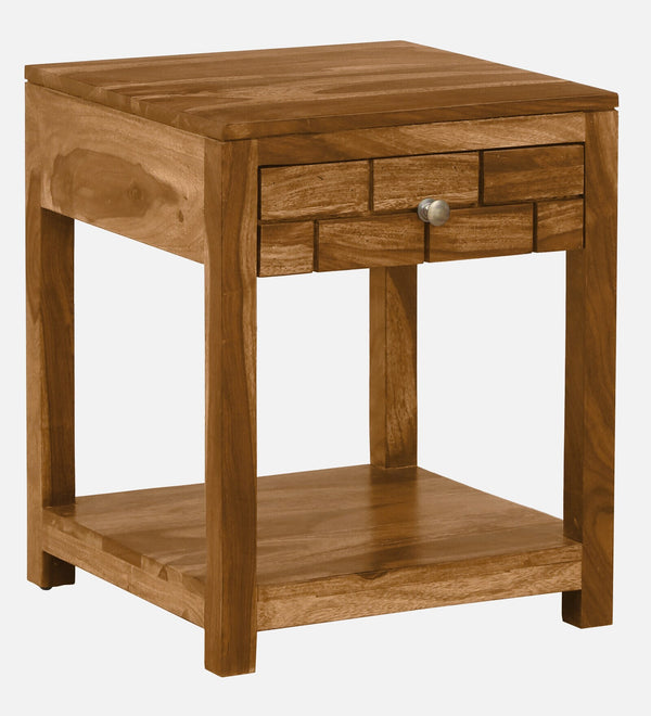 Zorvex Sheesham bedside Table In Rustic Teak Finish alternate