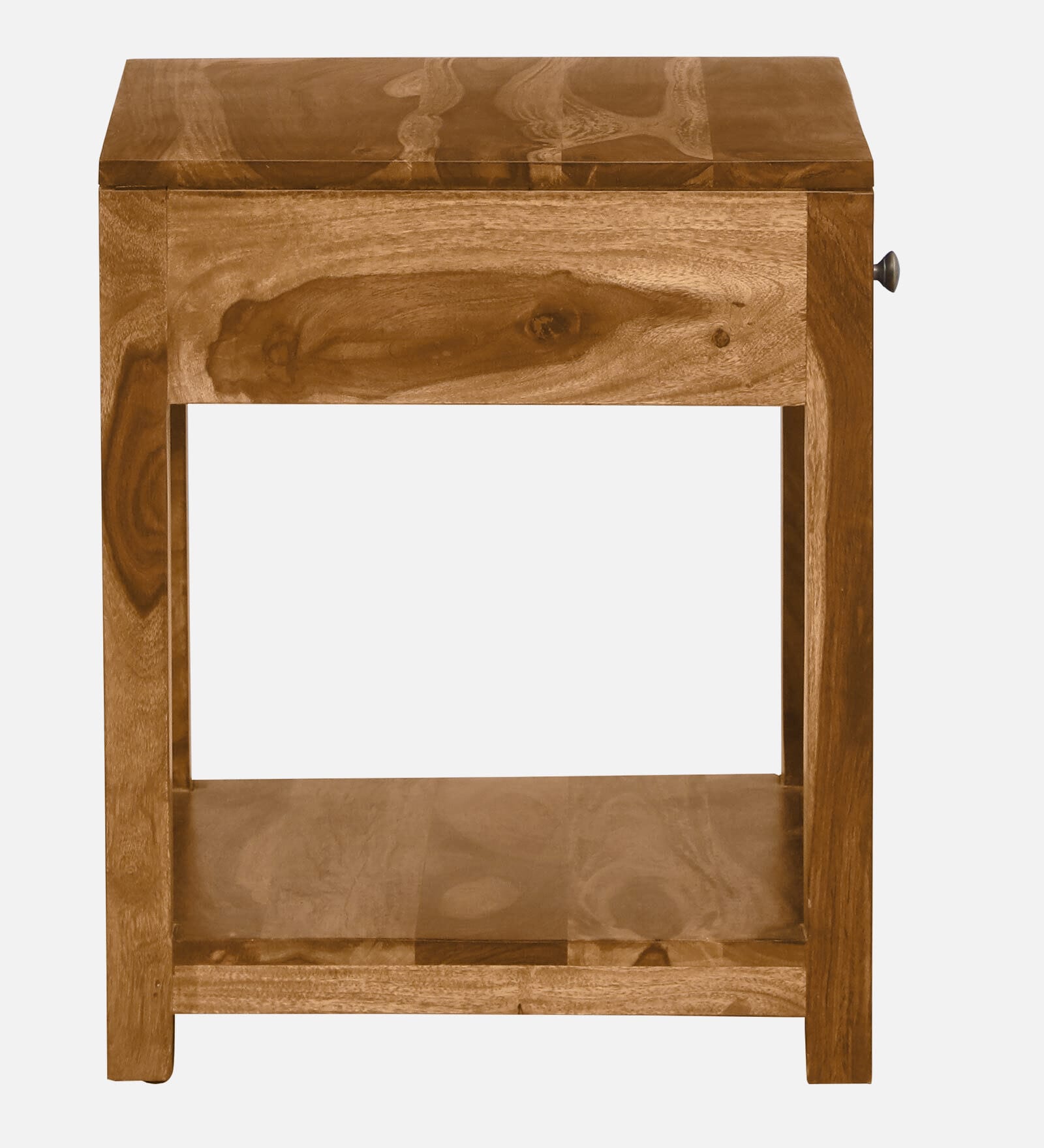 Zorvex Sheesham bedside Table In Rustic Teak Finish