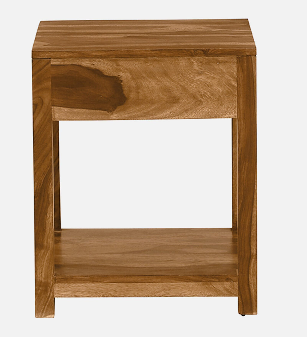 Zorvex Sheesham bedside Table In Rustic Teak Finish