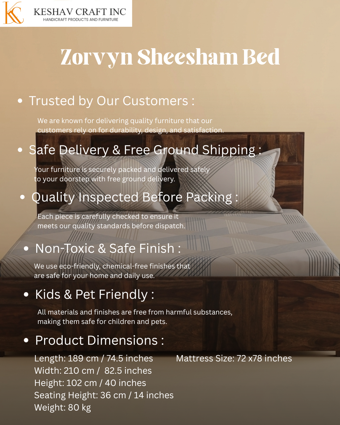 Zorvyn Sheesham Bed
