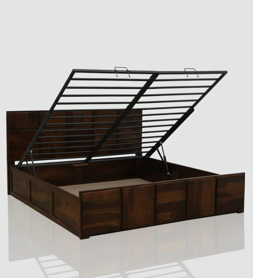 Zorvyn Sheesham Hydraulic Storage Bed
