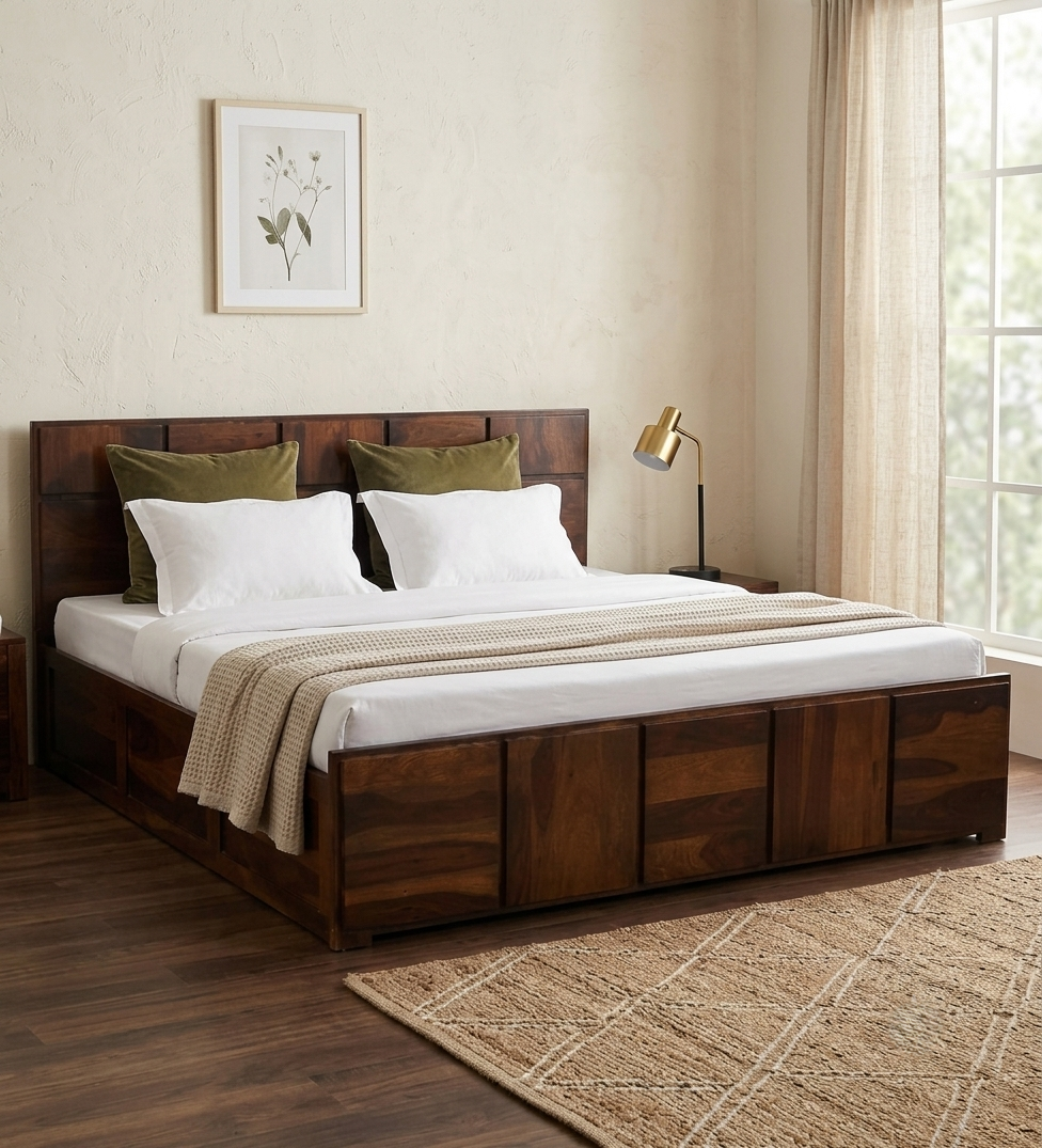 Zorvyn Sheesham Hydraulic Storage Bed