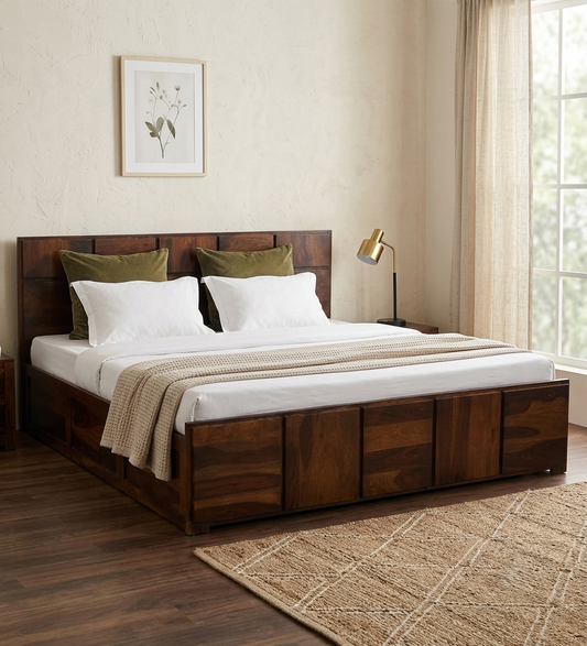 Zorvyn Sheesham Hydraulic Storage Bed