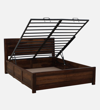 Tavion Panel Hydraulic Storage Bed in Provincial Teak Finish