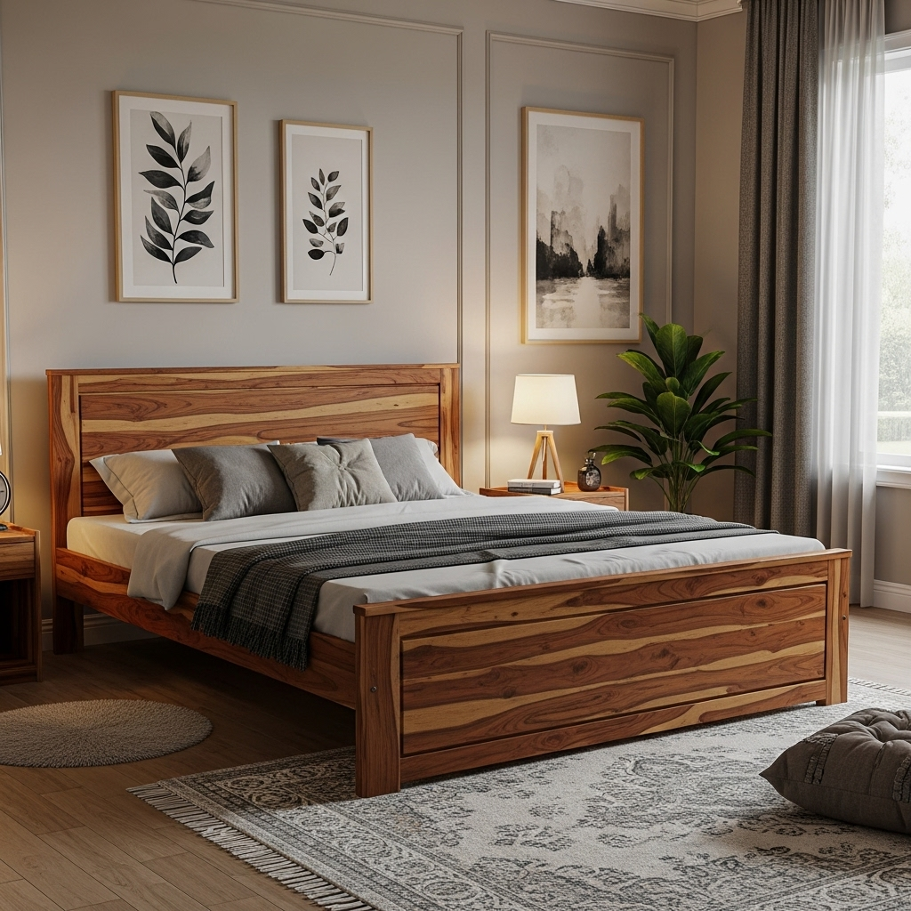 solid wood bed