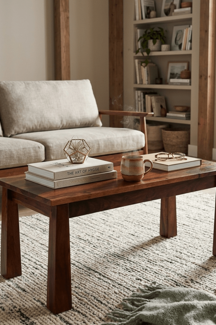 Orvane Solid Wood Coffee Table with Honey Oak Finish