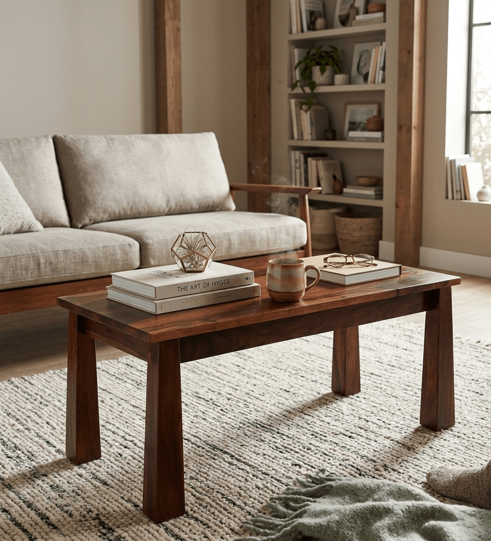 Orvane Solid Wood Coffee Table with Honey Oak Finish