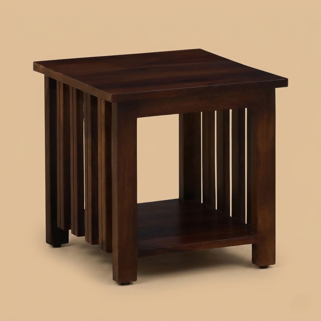 Ravon Slatted Side Table in Provincial Teak Finish