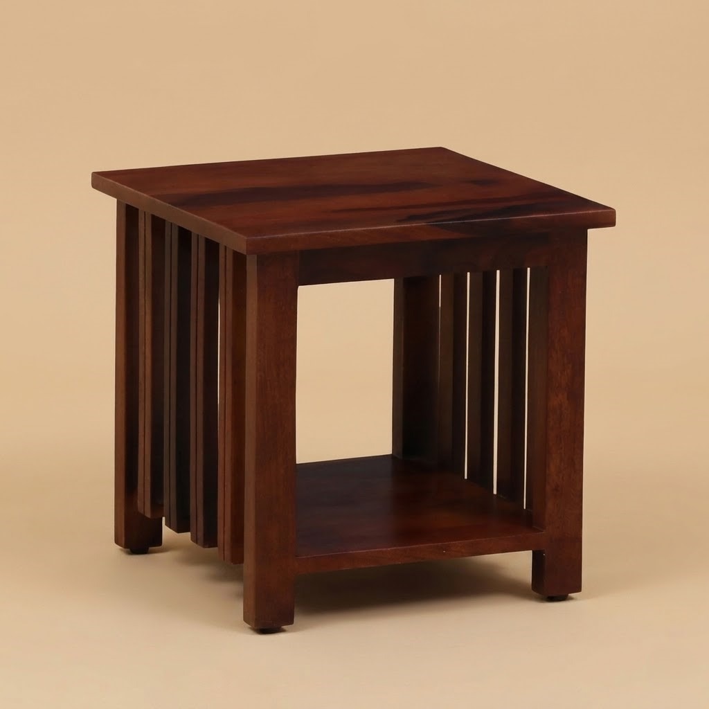 Ravon Slatted Side Table in Honey Oak Finish