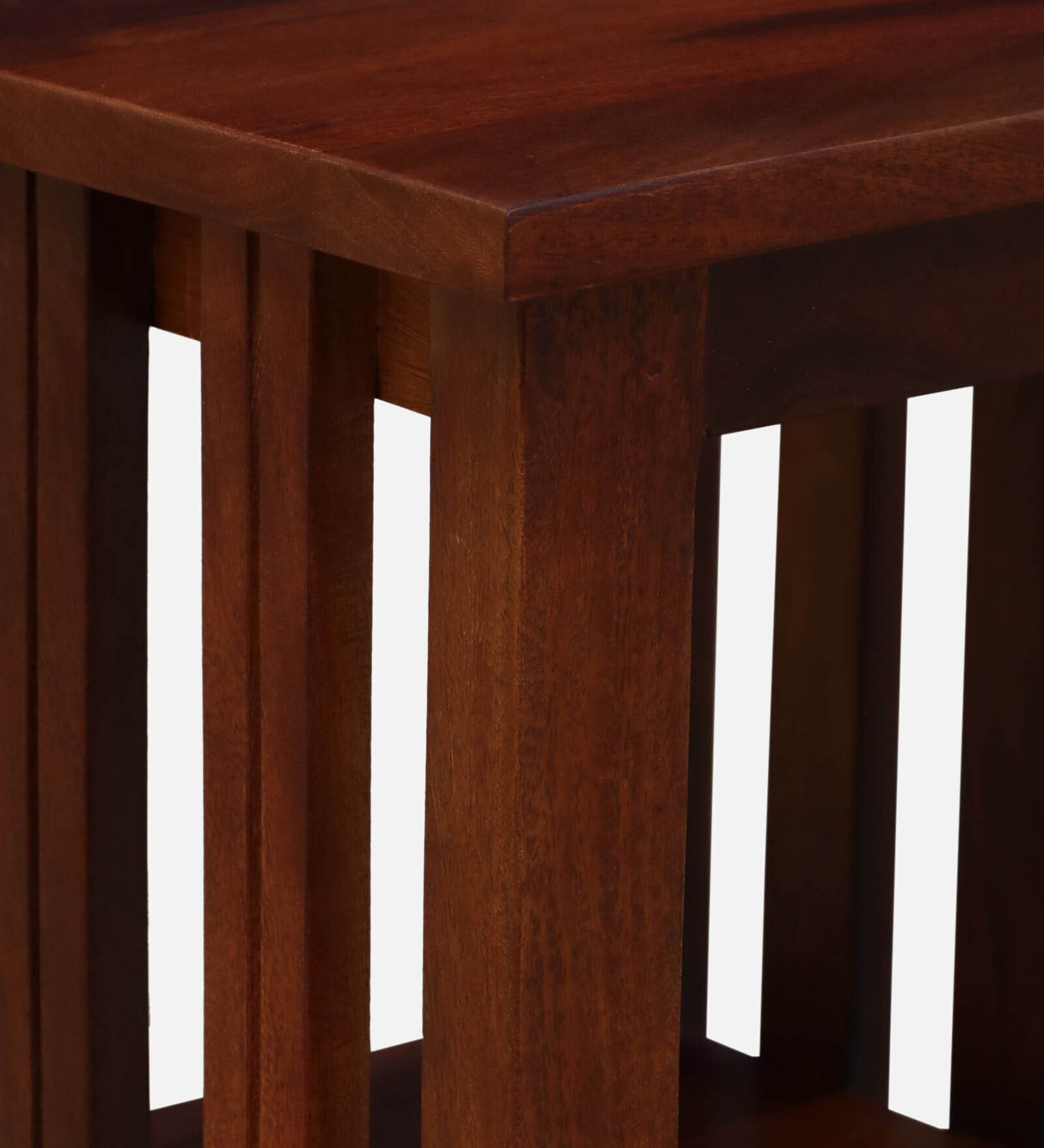 Ravon Slatted Side Table in Honey Oak Finish - Image 4