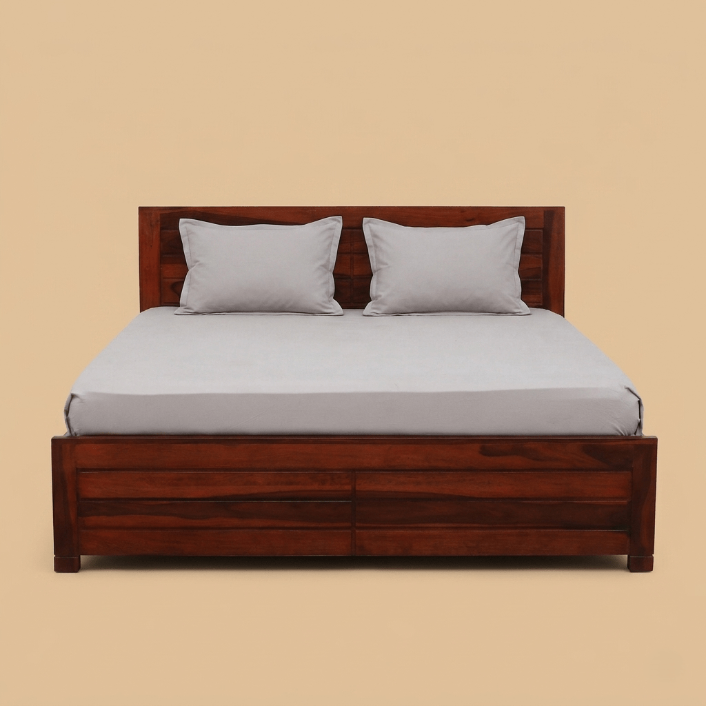 Tavion Panel Box Storage Bed in Honey Oak Finish