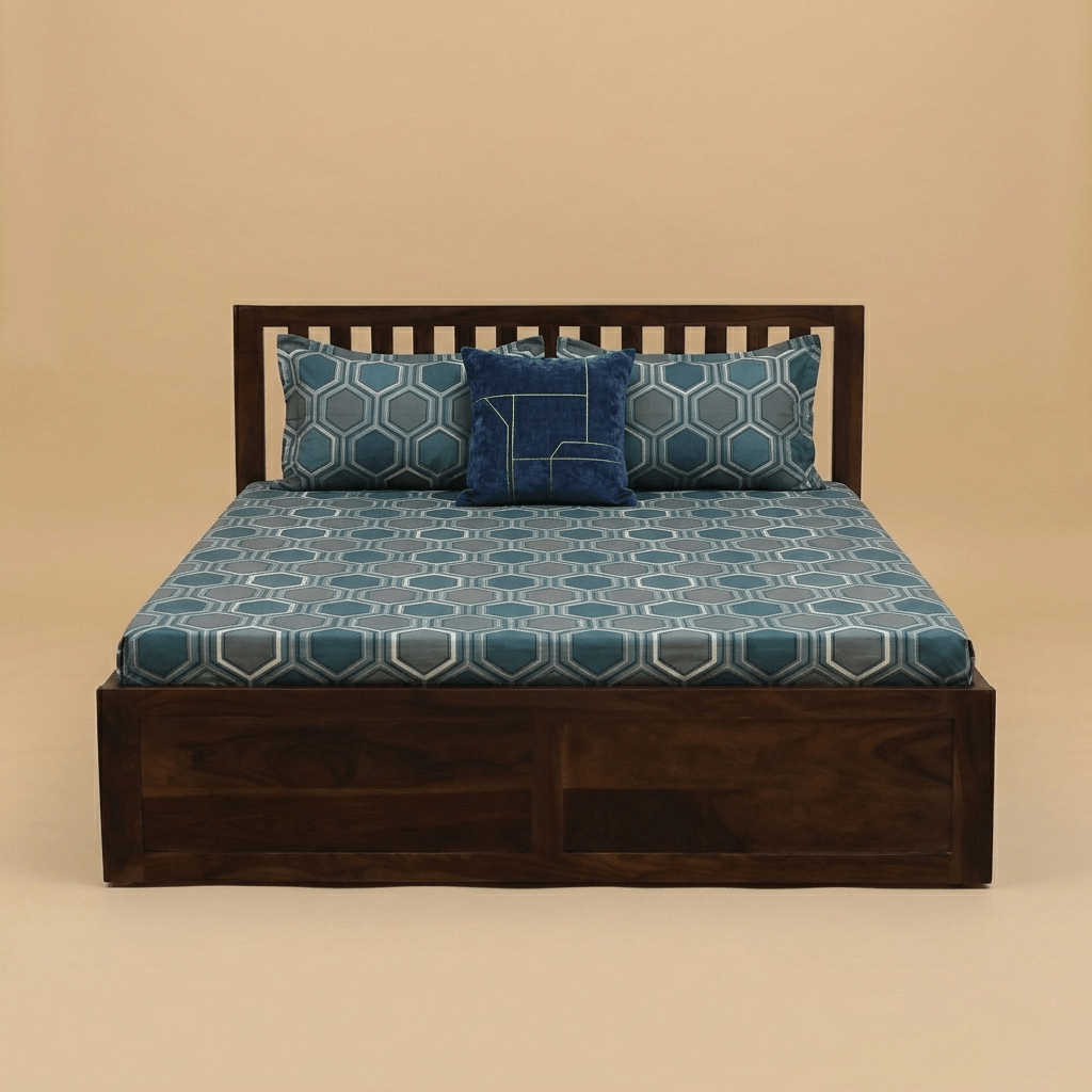 Velmora Slat Box Storage Bed in Provincial Teak Finish