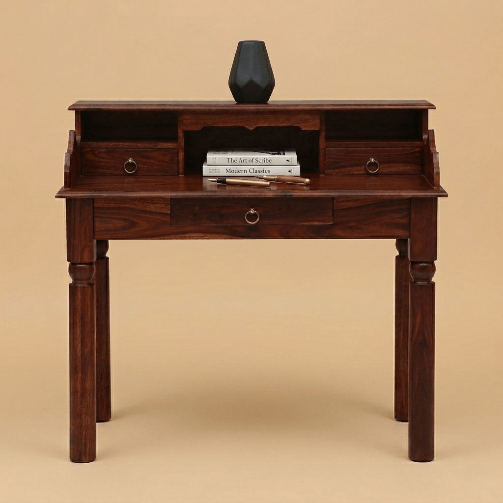 Aurex Varnis Writing Desk in Honey Oak Finish